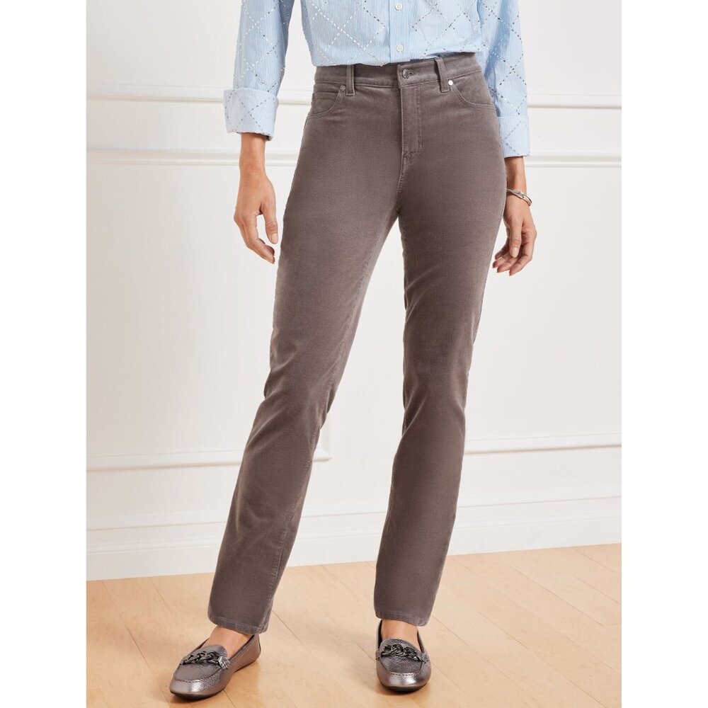 NWT Talbots Womens Plus Size 16W Gray Stretch Corduroy Straight Leg Pants NEW